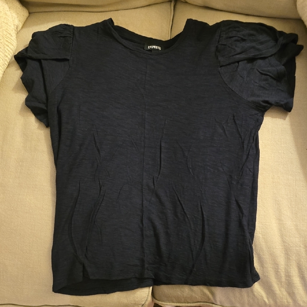 Express Navy Puff Sleeve Tee